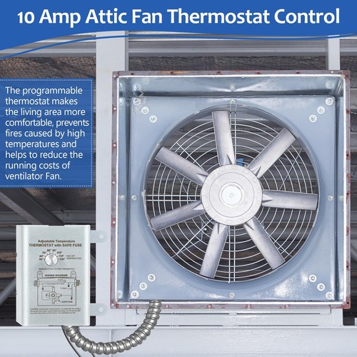 Dachbodenventilator Thermostatsteuerung, Thermostat mit einstellbarer Temperaturwahl - Bild 3 von 6