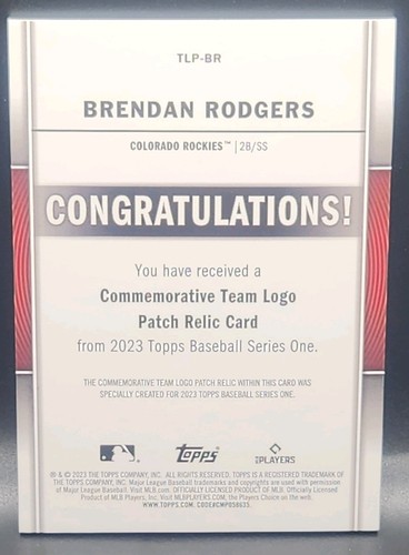 2023 Topps Series 1 - Team Logo Commemorative Patches #TLP-BR Brendan Rodgers - Picture 2 of 2