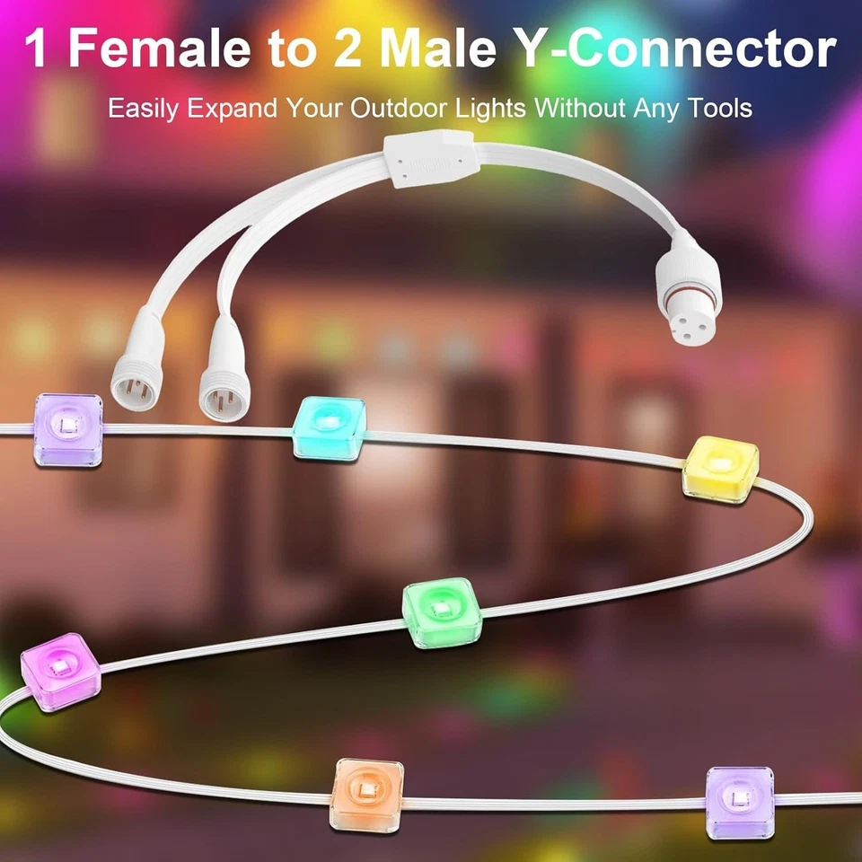1 divisor en Y hembra a 2 machos para luces exteriores permanentes Govee, extensión en forma de Y Foto 3 de 4