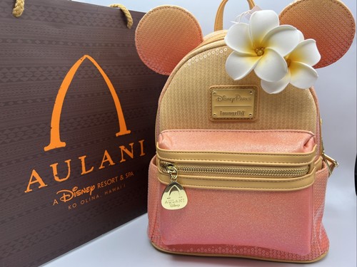 *New* Disney Parks Aulani RARE Loungefly Authentic Peach Plumeria Backpack