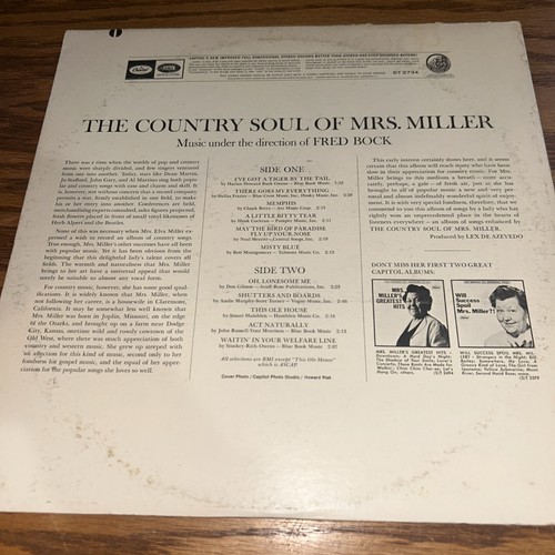 Mrs. Elva Miller - The Country Soul Of OG Vinyl LP, Capitol, 1982, UC/EX/ST 2734 - Picture 2 of 4