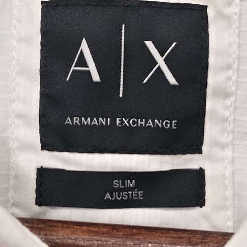 Armani Exchange Men's White Slim Fit Metal Snaps Long Sleeve Shirt Size XL - Picture 3 of 8