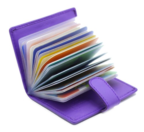 New Ladies Credit Card Holder Genuine Soft Leather Card Case Wallet 210-Purple - Picture 2 of 6