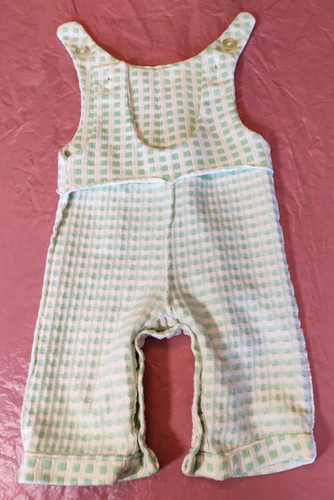 Vtg Healthex Stantogs Permanently Pressed Bibs~Green & White Plaid Check~3 Mos - Picture 15 of 17