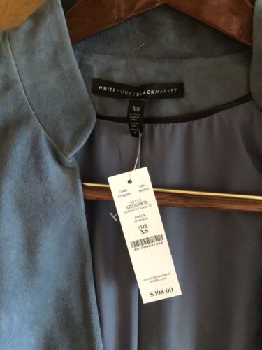 NWT White House Black Market Soft Slate Blue Suede Open Draped Jacket Size XS - Picture 3 of 10