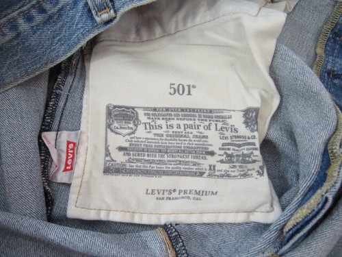 Jeans Levis 501 Big E Premium Botón Mosca Talla 36/34 Azul Envejecido - Imagen 9 de 9