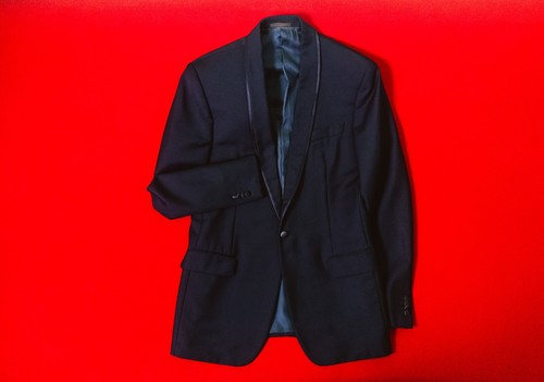 LOUIS VUITTON Men Navy Blue Suit 73% Wool 27% Mohair Size 54 / XXL Tuxedo Dress - Picture 7 of 24