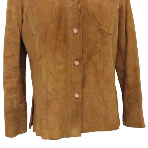 Vintage 60s Wilsons House of Suede Leather Shirt Shacket Women-6 Pockets Collar - Picture 3 of 10