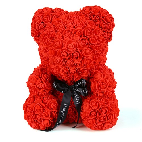 15" Artificial Rose Teddy Bear Birthday Valentine's Day Gift for Girlfriend Wife - Picture 16 of 22
