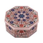 Marmor Schmuckkästchen Semi Edelsteine Blumenmuster Fein Inlay Handmade Arbeit