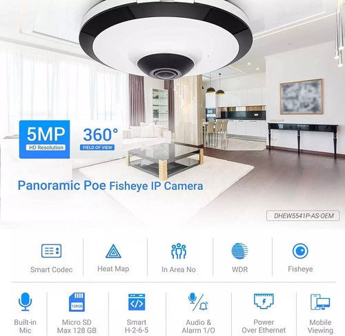 Dahua IPC-EW5541-AS 5MP Fisheye Panoramic Starlight PoE IP Camera Mic Card Lot - Picture 15 of 26