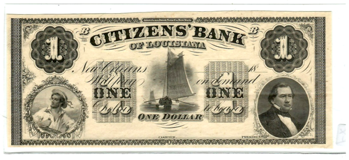 $1 "CITIZENS BANK" (LOUISIANA) 1800'S "BEAUTIFUL" "CITIZENS BANK" UNCIRCULATED!! - Picture 2 of 3