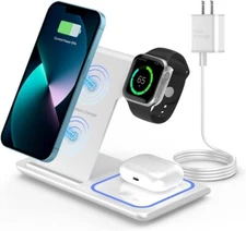 3 in 1 Wireless Charger, 18W Fast Charger Pad Stand Charging Station Dock