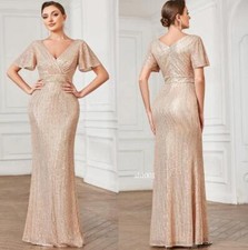 Luxury V-Neck Evening Dresses Women Party Maxi Dress Sequin Gowns Prom Dress