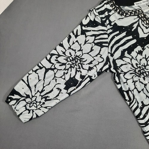Rebecca Malone Top Damen groß schwarz grau Blumen Zebra glitzernd Boho Mob Wife - Bild 5 von 16