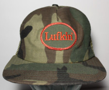 1980s VINTAGE LUFKIN TOOLS PATCH CAMO SNAPBACK TRUCKER HAT NEW ERA MADE IN USA