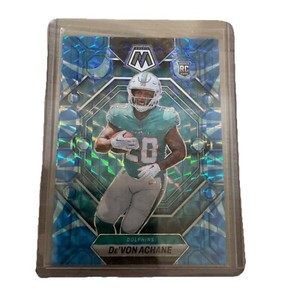 2023 Panini Mosaic De’Von Achane Blue Reactive Prizm (RC) #312 Dolphins  