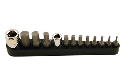 (BS) Laser Tools 5513 Hex Allen Bit Socket Set On Rail + Adaptor 1/4 Drive - Picture 2 of 12