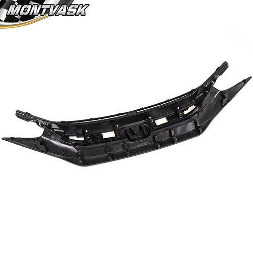 Front Hood Mesh Grille Glossy Black Fit For 16-21 Honda Civic 10th Factory Style - Picture 3 of 12