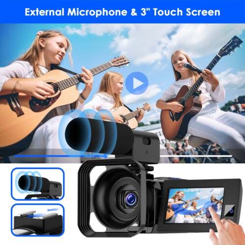 5K 56MP Video Camera Camcorder Dual Camera Wifi IR Night Vision Touch Screen US - Picture 9 of 11