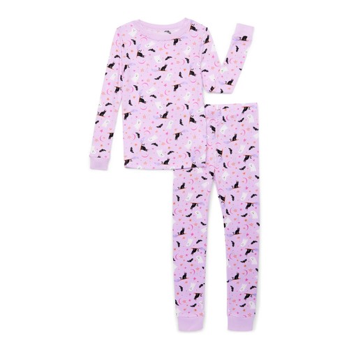 Wonder Nation Girls Halloween 2 Piece Pajama Set, Lavender Size 4 - Picture 1 of 2