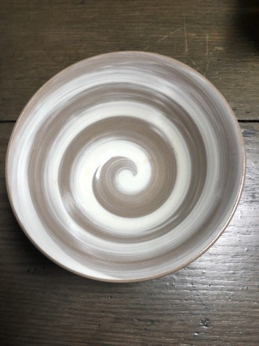 Glazed Ceramic Miso Soup Rice Bowl Brown Swirl & Leaves Design Multi Use - Picture 3 of 5