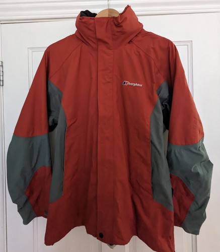 BERGHAUS aquafoil hooded rainproof jacket rustic red/khaki - VGC - women size 12