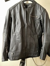 Women  s black Leather Victory Motorcycle Jacket medium Size
