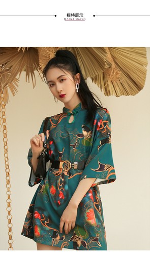 Vestido corto de fiesta tradicional chino Hanfu Qi Pao retro Cheongsam retro - Imagen 11 de 18