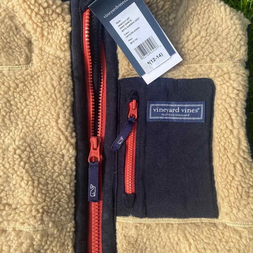 NWT Vineyard Vines Boys' Sherpa SuperShep Vest in Officer Khaki (Sz. M 10-12) - Bild 2 von 7