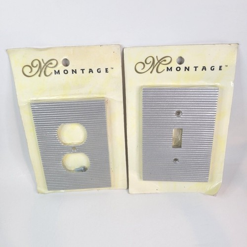 *CHOOSE* VTG Light Switch OR Plug Cover Wall Plate Silver Metallic Ceramic NEW - Picture 1 of 13
