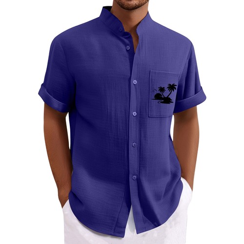 Men's Shirt Casual Shirts Short Sleeves Printed Relaxed-Fit Breathable - Picture 10 of 30