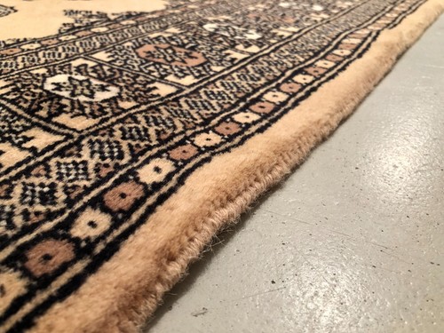 221 x 154 cm | Vintage Handmade Afghan Carpet Bokhara Beige, Oriental Wool Rug - Picture 9 of 24