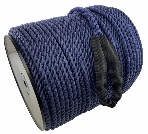 16mm Navy 3st Nylon Rope x 85m Anchor Rope On A Reel C/W 8" Protected Soft Eye - Imagen 2 de 6