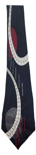 Empire Men's Tie Black with Geometric Pattern Polyester - Picture 2 of 5