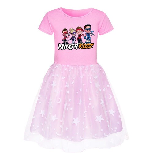 NINJA KIDZ Costume Kids Princess Vestidos Toddler Girls Short Sleeve Dresses - Picture 20 of 36