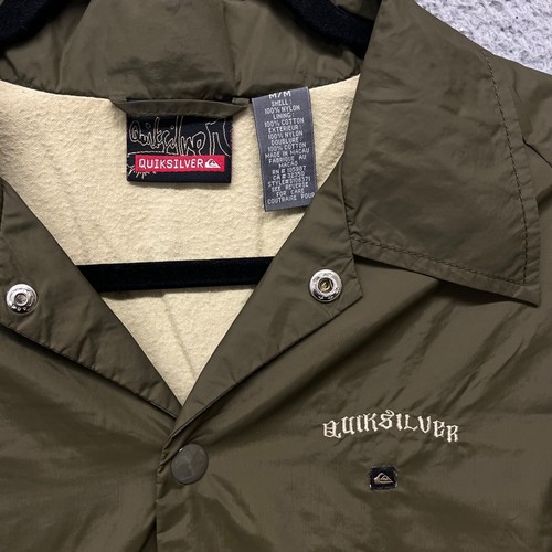 Vtg Quicksilver Jacket Mens M Green Y2K Spell Out Skater Surfer Baggy Hip Hop - Picture 5 of 12