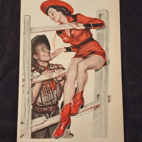 Barbasol moderno crema da barba cowboy ragazza deodorante corallo 1948 pubblicità stampa vintage - Foto 3 di 4