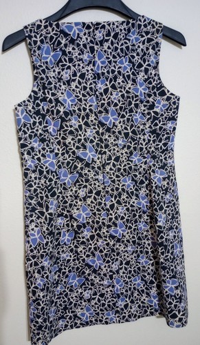 Coldwater Creek Sheath Dress Sleeveless Butterflies Black Purple Size 8 Petite - Picture 2 of 4