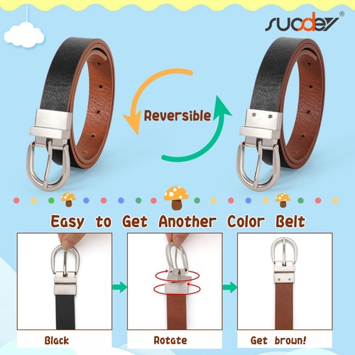Kids Reversible Belt for Boys and Girls Leather Belt for School Uniform Casua... - Picture 3 of 6