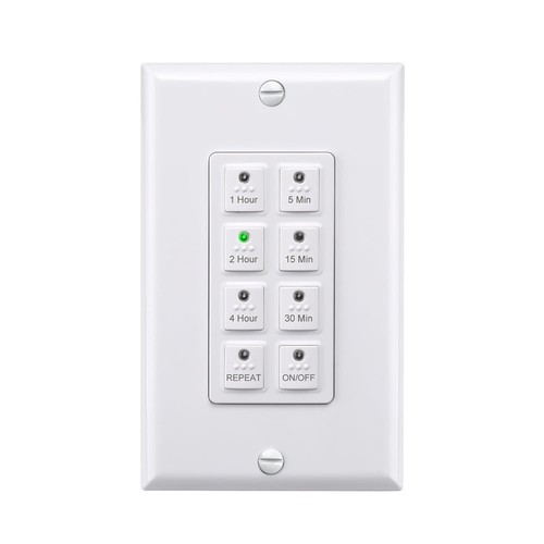 Versatile In-Wall Countdown Timer Switch for Bathroom Fans & Lighting - White - Picture 3 of 10
