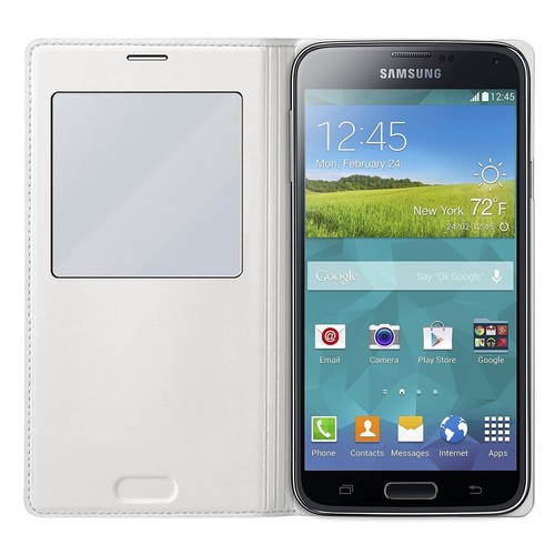 Samsung S-View Flip Cover For Galaxy S5 White Id Chip Case Folio Front Window - 第 2/3 張圖片