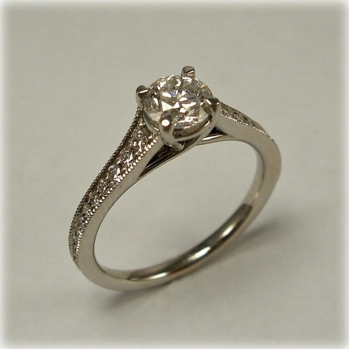 0.80 Ct Round Cut Lab Created Diamond Engagement Ring 14k Solid White Gold M - Picture 6 of 8