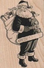 Santa With Sack 3 x 4 1/4" Rubber Stamp, Santa Stamp, Christmas Stamp