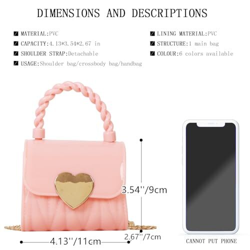 Mini Purse for Toddler Girls Crossbody Cute Princess Handbags Pink Heart - Picture 2 of 6