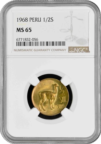 Peru 1/2 sol 1968, NGC MS65, "República del Perú (1918 - 1985)" Pop 2/1
