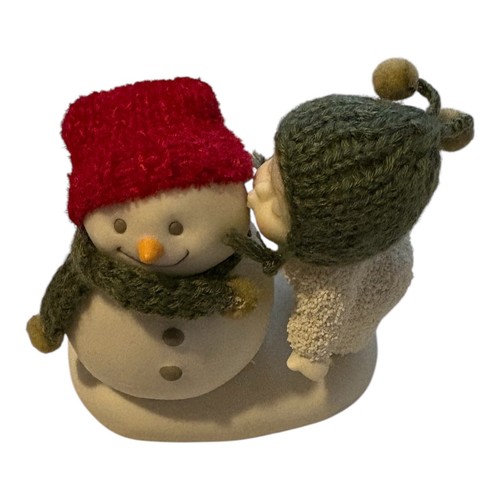Snowman Figurine Boy Kissing Winter Holiday Decor Christmas Decoration - Picture 2 of 3