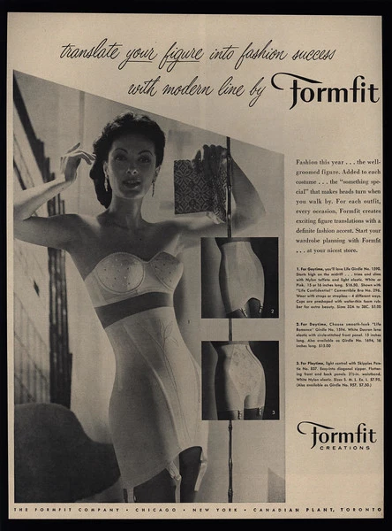 1956 Sexy Woman Wearing FORMFIT Girdle Panties & Bra VINTAGE AD