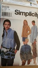 Simplicity 9409 size 18 to 20 L and size 22 to 24 XL Fleece jackets uncut