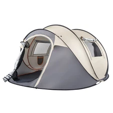 4 Person Pop Up Camping Tent Easy Setup with 2 Doors For Camping Hiking Fishing